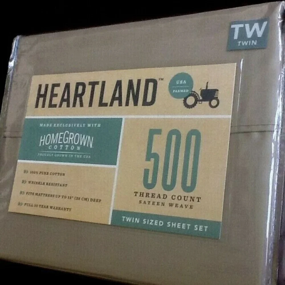 brand new KHAKI Heartland 500 TC Wrinkle Resistant 100% Cotton TWIN Sheet Set